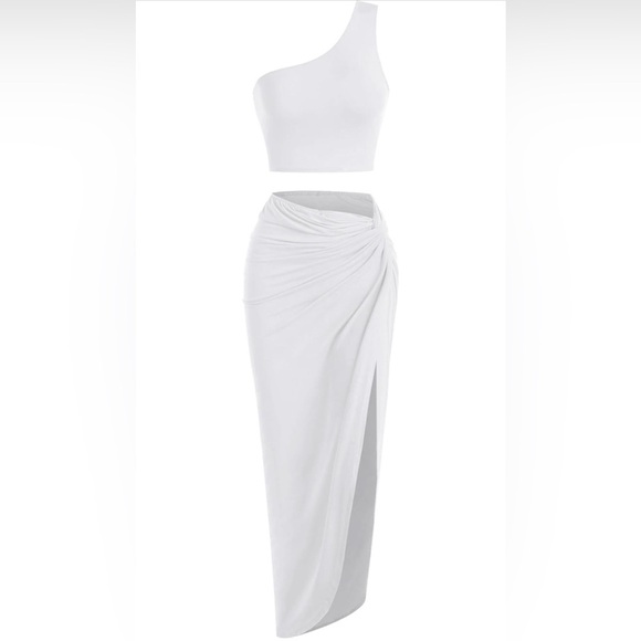 ZAFUL White 2 Piece Skirt and Crop Top Set - Picture 1 of 5